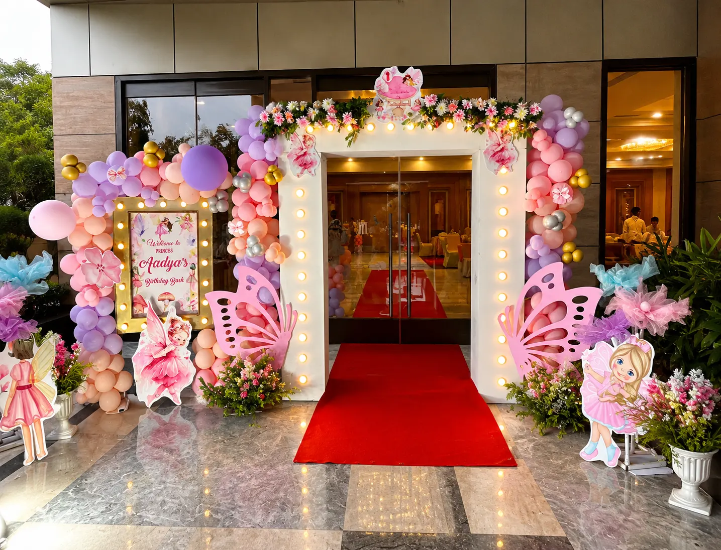 Grand balloon arch party entrance decoration Noida