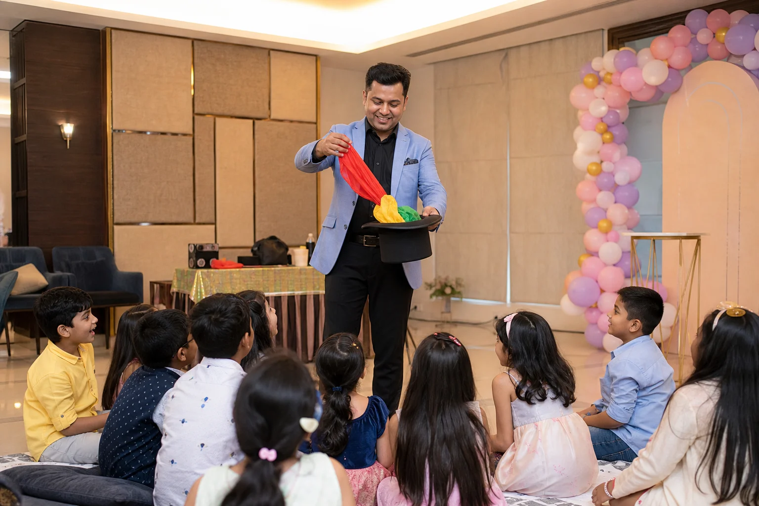 A colourful interactive magic show for a children's party