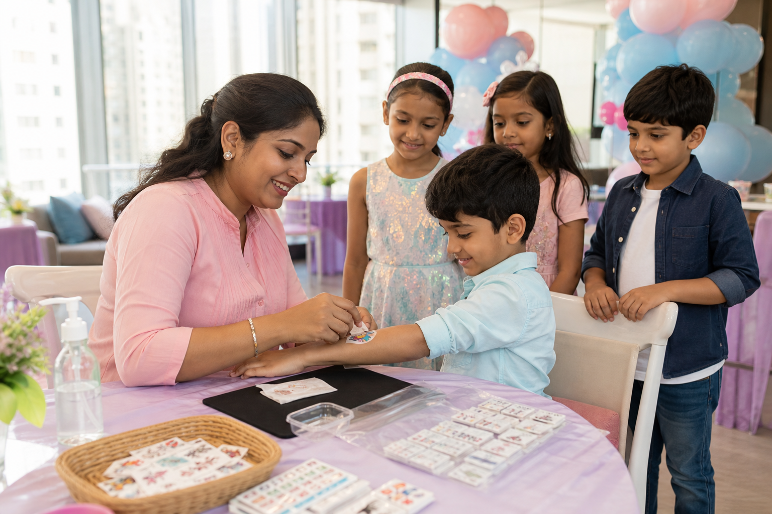 Kids Temporary Tattoo Station managed party activity in Delhi NCR