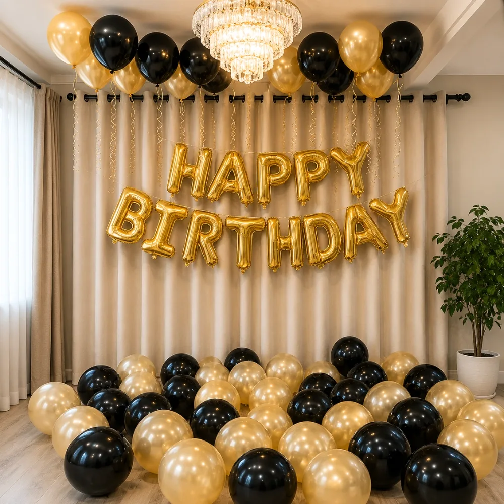 Black & Gold Grand Ceiling Birthday
