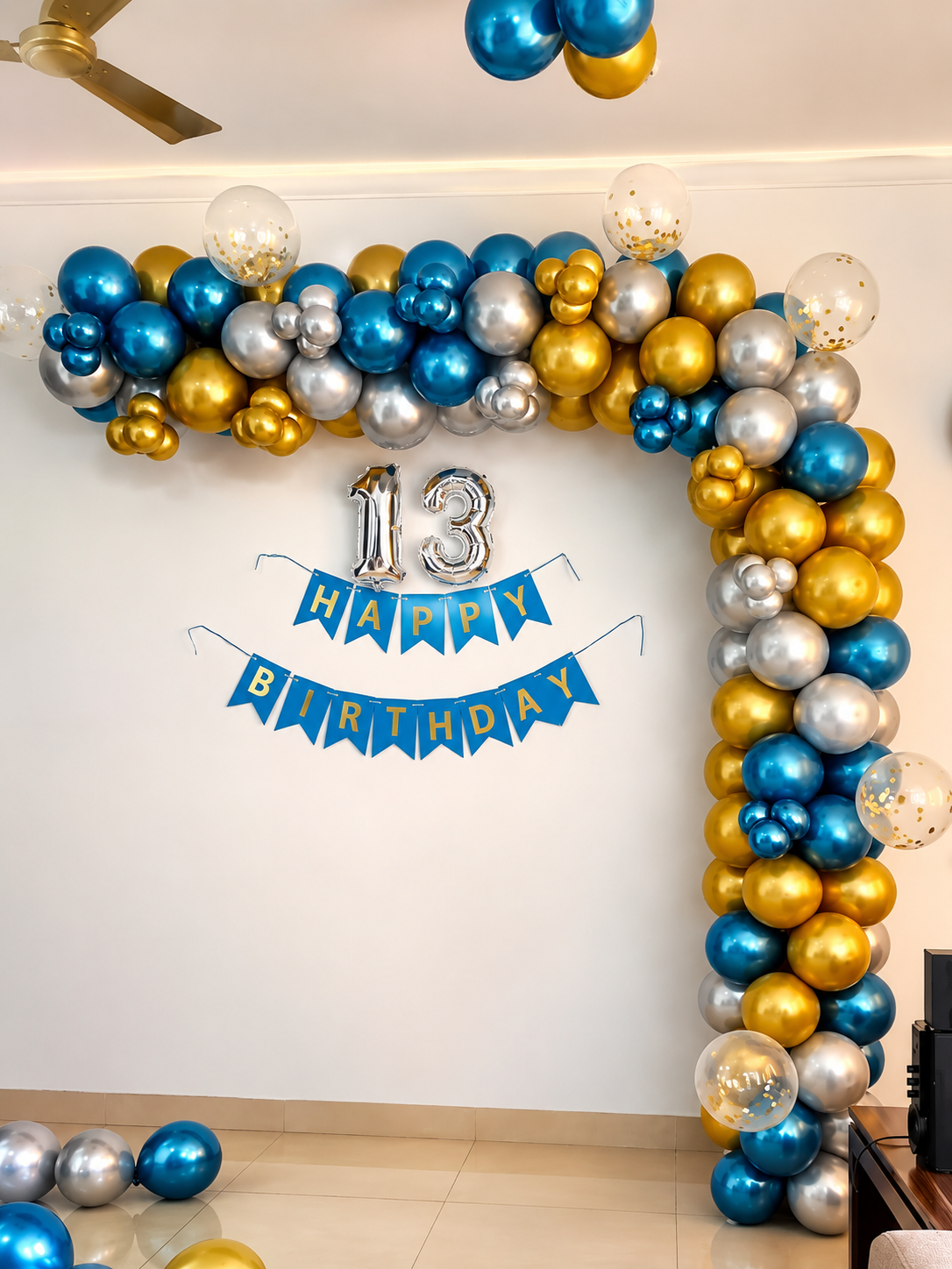 Blue, Gold & Silver Milestone Arch
