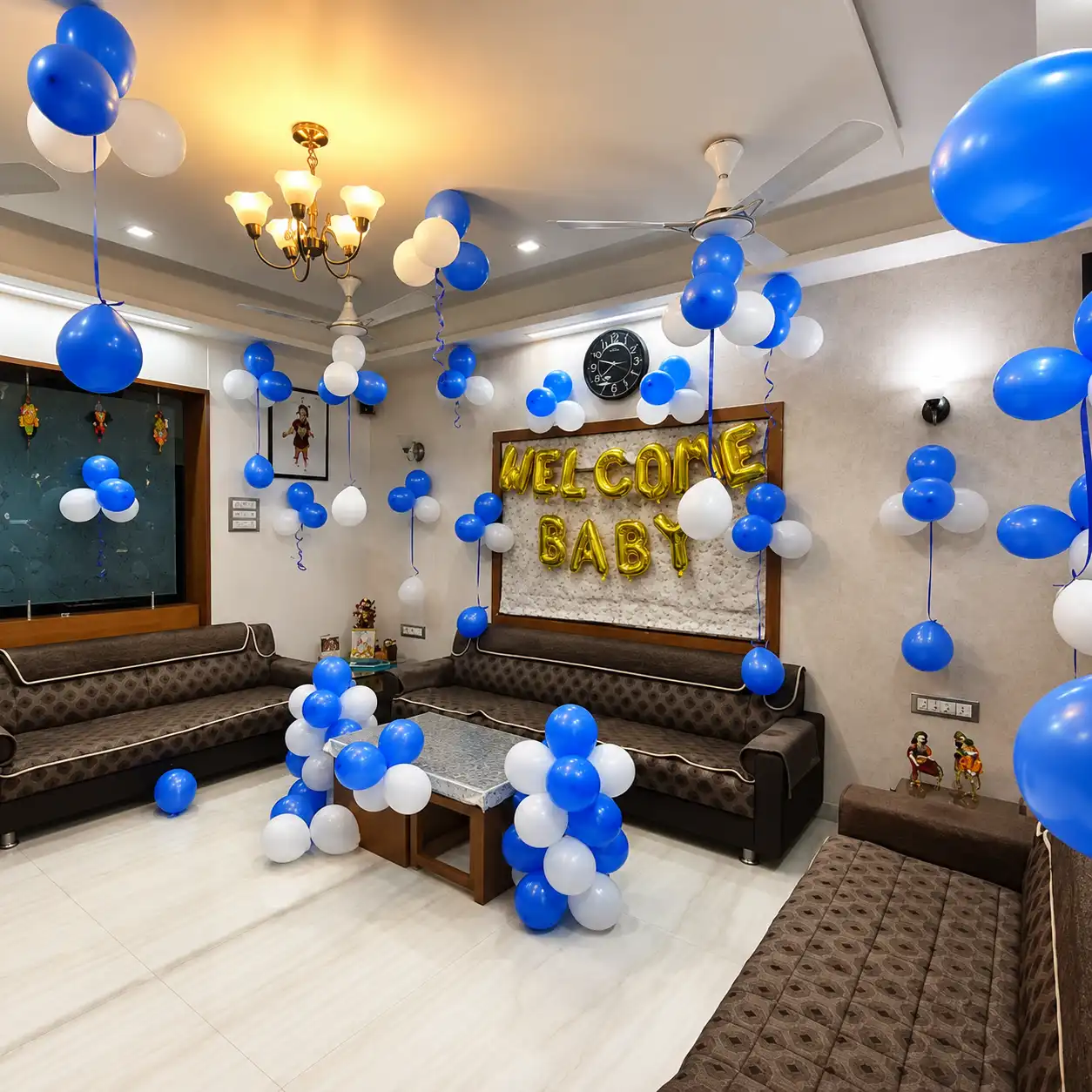 Blue & White Baby Boy Welcome Room