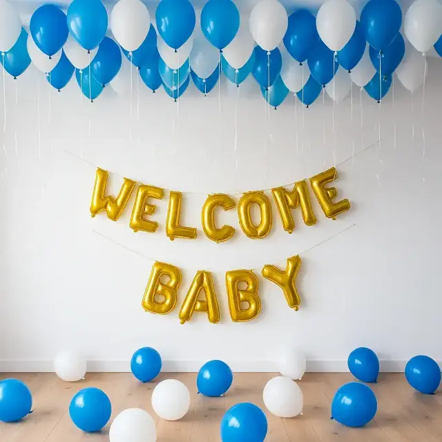 Blue & White Welcome Baby Basic