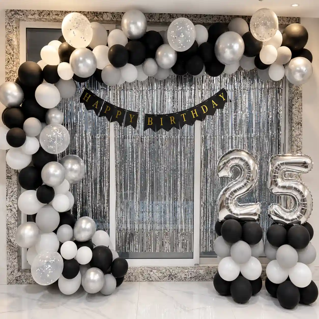 Monochrome Silver Milestone Backdrop