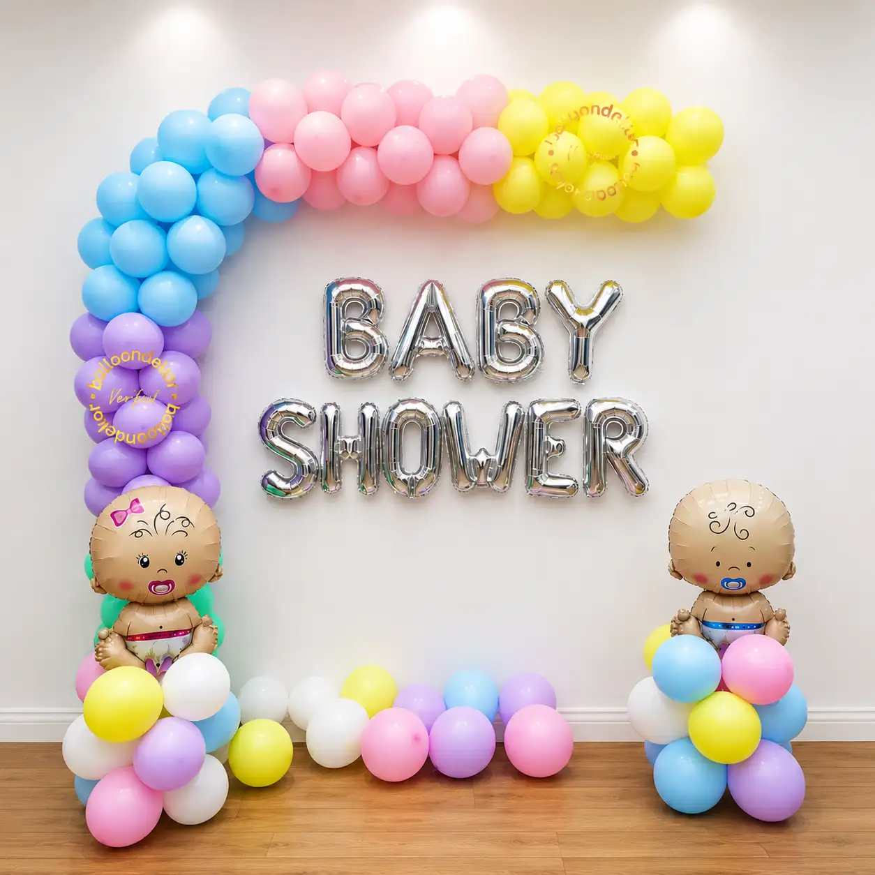 Pastel Baby Shower Balloon Arch