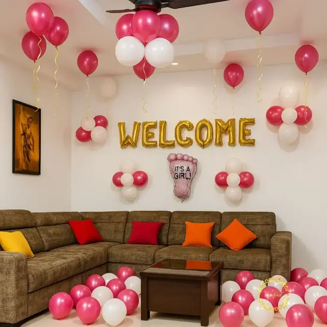 Pink & White Baby Girl Welcome Surprise