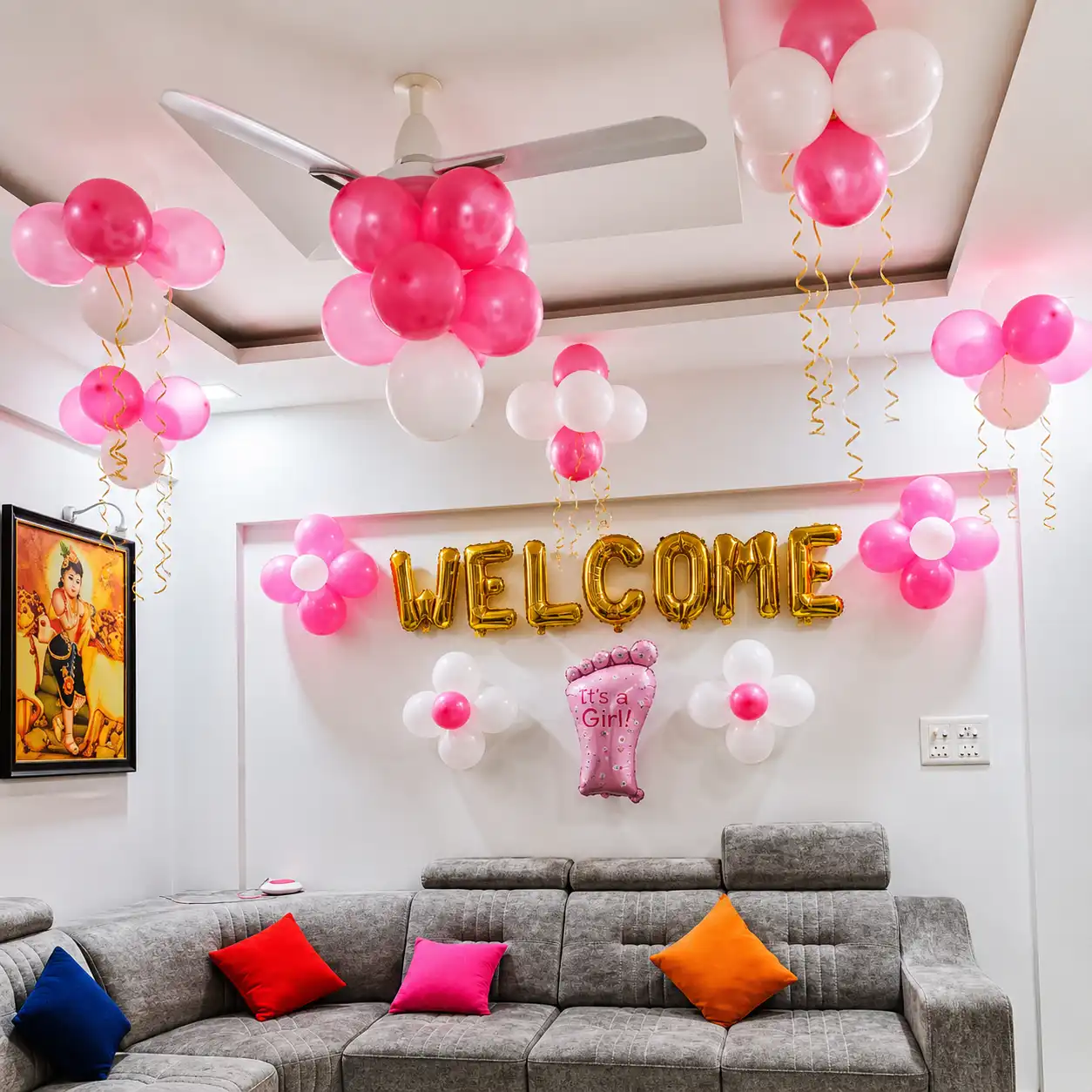 Pink & White Baby Girl Welcome Room