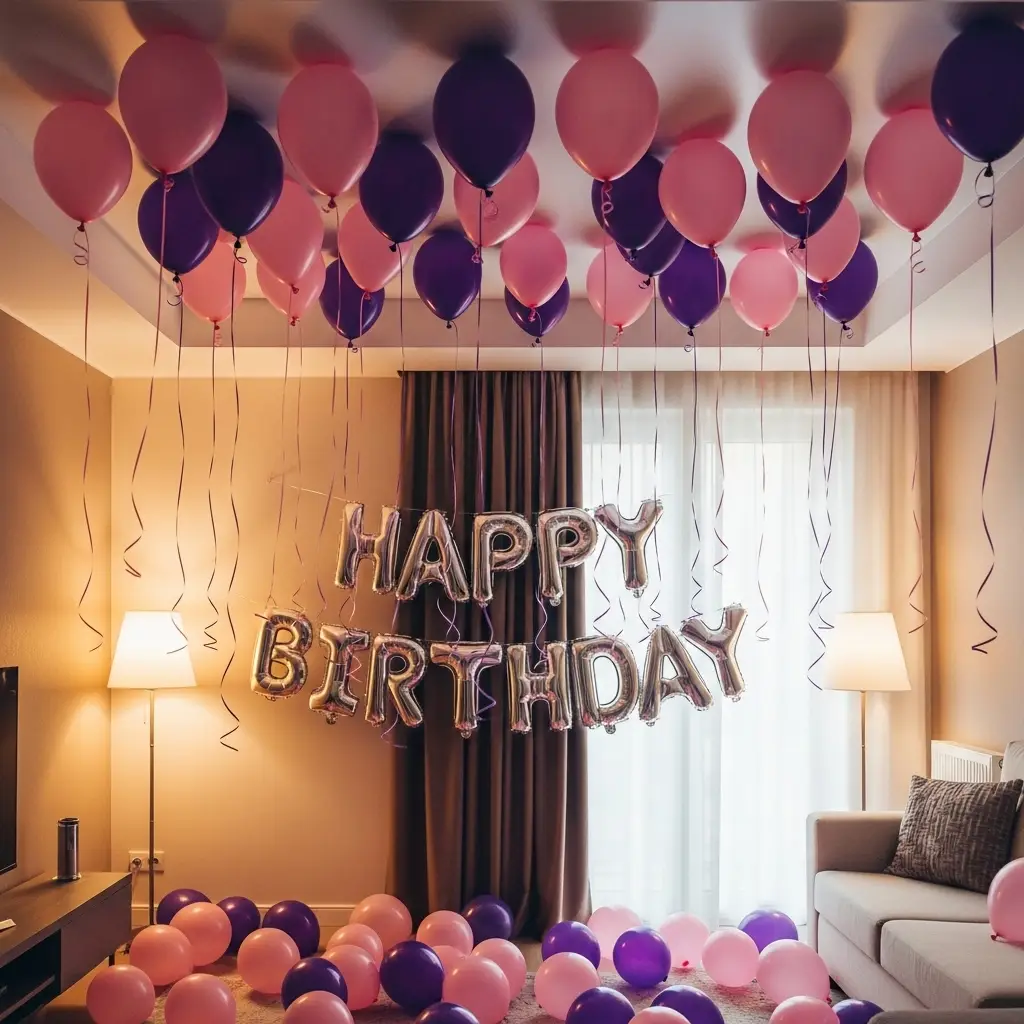 Plum & Pink Ceiling Birthday Surprise