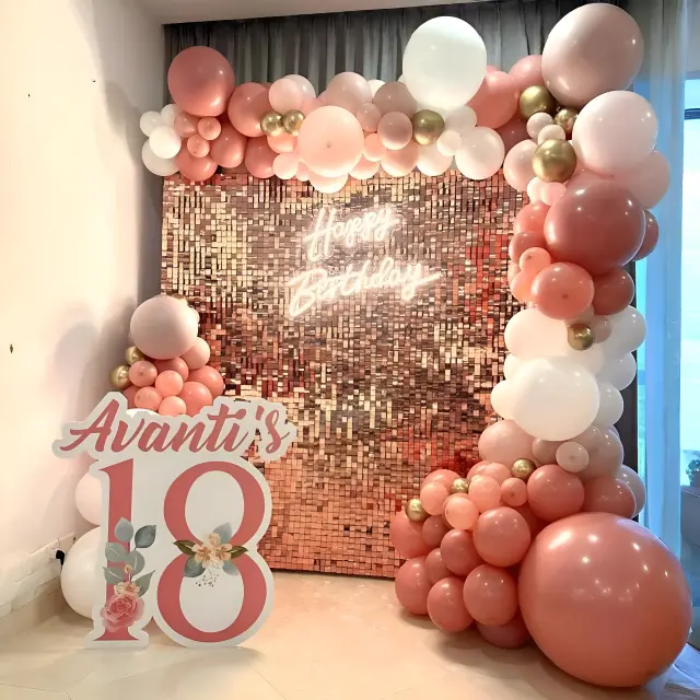 Rose Gold Milestone Shimmer Wall