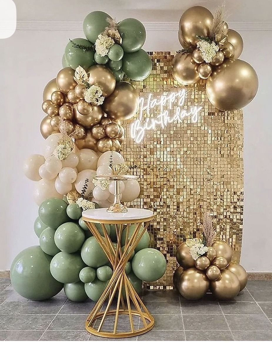 Sage & Gold Shimmer Luxe Backdrop