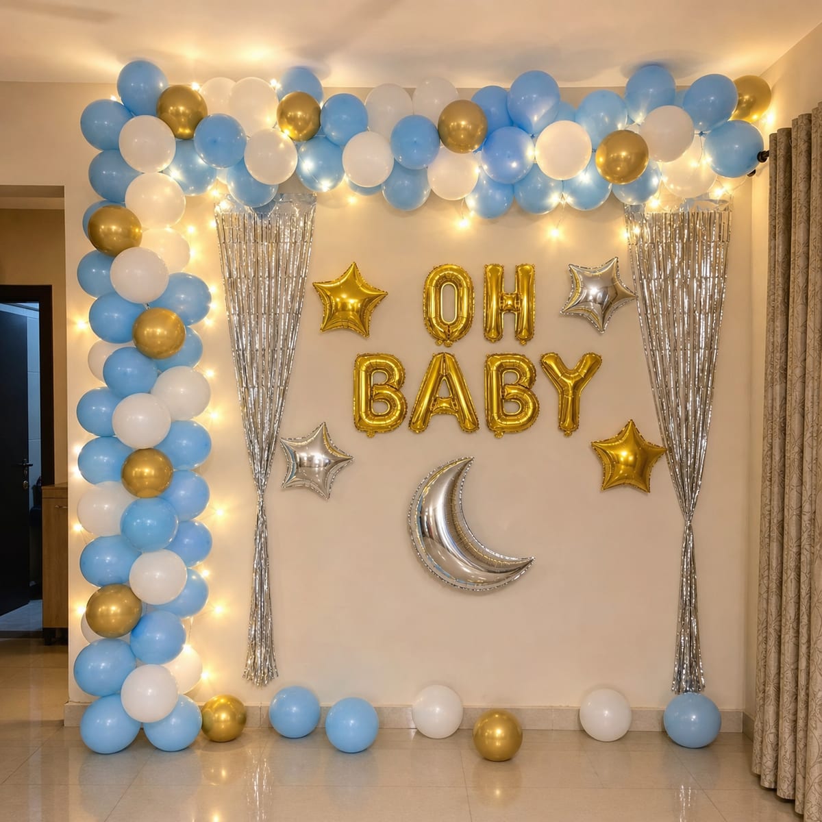 Twinkle Star Baby Shower Wall balloon decoration setup in Delhi NCR